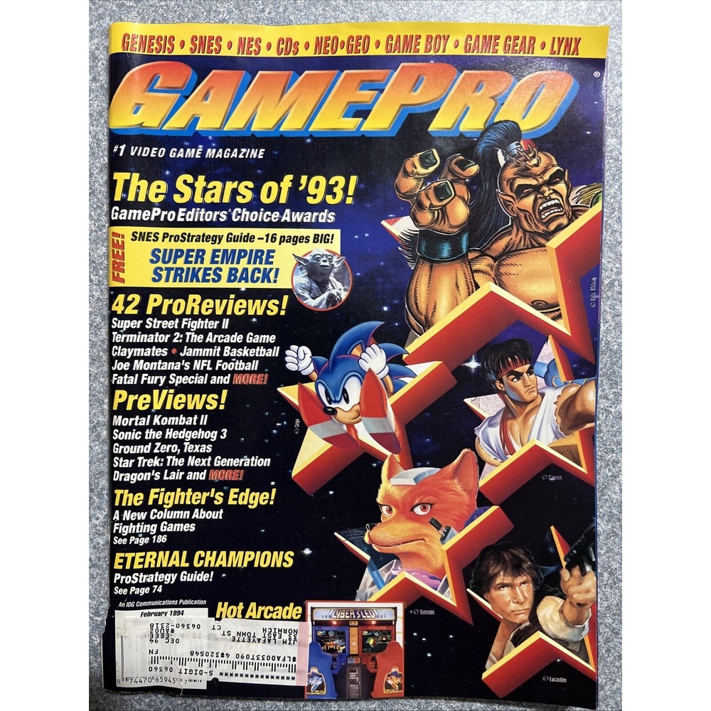 Vtg. GamePro Magazine Vol. 6 No. 2 February 1994 Mortal Kombat 2 Giant Poster